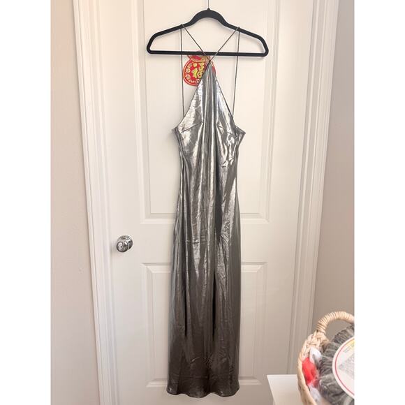 Zara FW23 Metallic Rhinestone Strappy Halter Dress Blogger Fav New Year Wedding - Picture 5 of 8